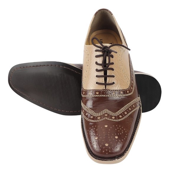 LIBERTYZENO Men's Brown Beige Lace-Up Shoes - Picture 3 of 7